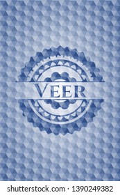 Veer blue emblem with geometric pattern background. Vector Illustration. Detailed.