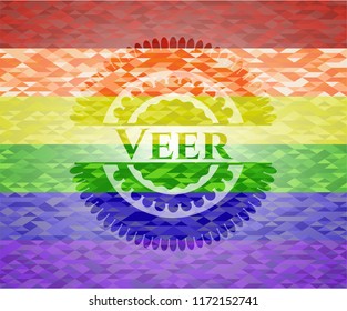 Veer emblem on mosaic background with the colors of the LGBT flag