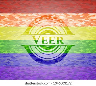 Veer emblem on mosaic background with the colors of the LGBT flag