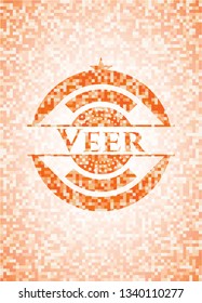 Veer orange tile background illustration. Square geometric mosaic seamless pattern with emblem inside.