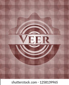 Veer red badge with geometric background. Seamless.