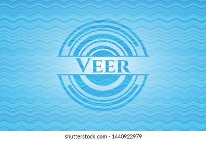 Veer sky blue water style badge. Vector Illustration. Detailed.