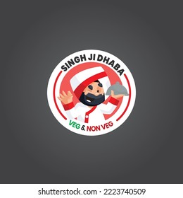 Veg and non veg singh ji dhaba Indian vector mascot logo template. 