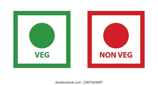 Veg Non-Veg Icons. colorful veg and non-veg symbol.