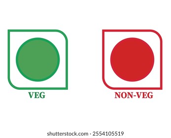 Veg Non-veg icons, Colourful veg and non-veg symbol.