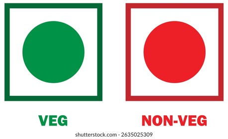 Veg Non-veg icons, Colourful veg and non-veg symbol.