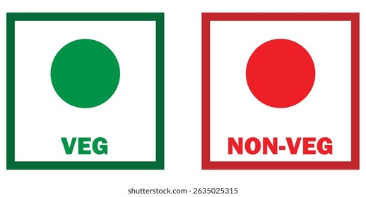 Veg Non-veg icons, Colourful veg and non-veg symbol.