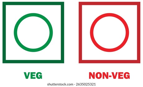 Veg Non-veg icons, Colourful veg and non-veg symbol.
