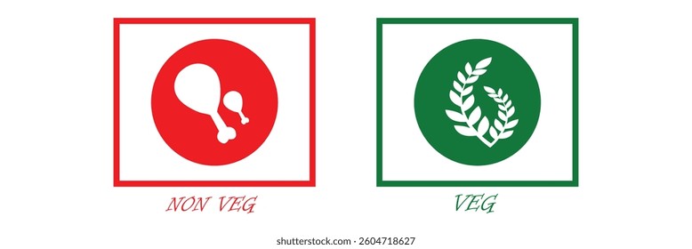 Veg Non-veg icons, veg and non-veg symbol on white background. Vector Illustration. EPS 10 .