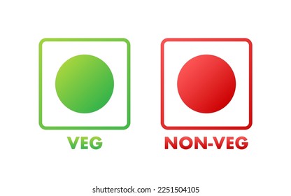 Veg and non-veg minimal sign, label. Veg food icon. Vector stock illustration.