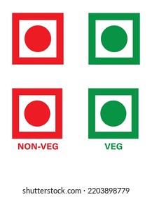 Veg And Non-veg Minimal Symbol. Cartoon Flat Style Trend Modern Foodie Logotype Graphic Art Design Element Isolated On White Background