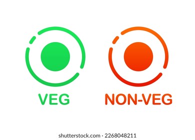 Veg and non-veg minimal symbol. cartoon flat style trend modern foodie logotype graphic art design element isolated on white background. Flat design. Vector illustration