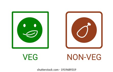 Vega, no vegetariano - Marcas vegetarianas y no vegetarianas en la India, Sri Lanka, Pakistán. Signo verde para productos de pasta de dientes y alimentos envasados. Símbolo de icono de alimento del vector