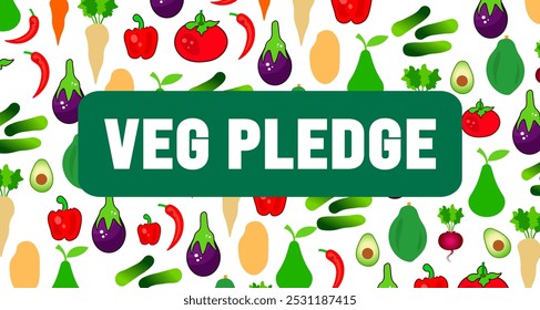 Veg Pledge fundo ou modelo de design de banner é observado todos os anos em novembro. Conceito de férias. Modelo para cartão, cartaz, cartão, modelo.