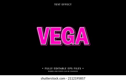 Estilo de diseño de plantillas de efecto de texto VEGA para marca comercial y logotipo