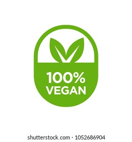 Vegan 100% icon. Isolated vector illustraion.