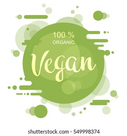 Vegan 100% organic, logo or sign. In greenery color of 2017.