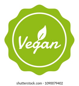 Vegan Badge Button with Icon.