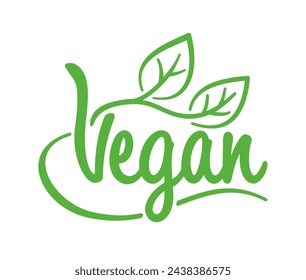 Vegan badge - food products label with non-meat composition - isolated vector emblem