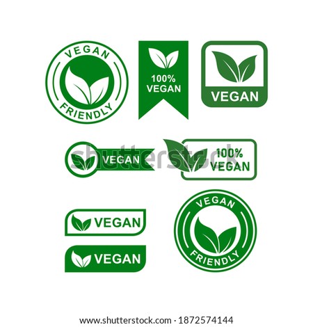 Vegan badge set vector logo template. Suitable for product label
