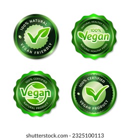 vegan badges and labels green metalic
