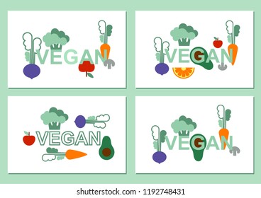 Vegan banner. For groceries, organic, vegan shops, local farms. Healthy lifestyle. Thin line flat design banners for desktop and mobile websites.
