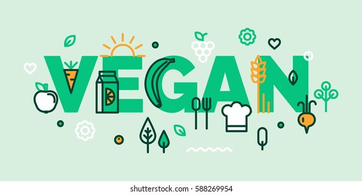 Vegan banner.
For groceries, organic, vegan shops, local farms. Healthy lifestyle. Thin line flat design banners for desktop and mobile websites.