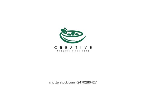 Vegan Bowl Logo design vector illustration.