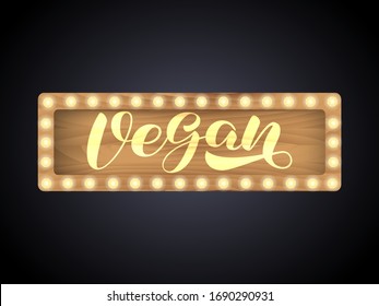 Vegan brush lettering. Vector stock illustration for card