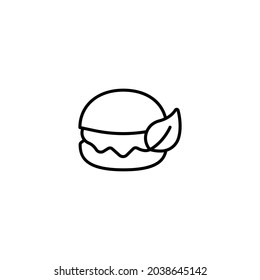 Vegan burger, beyond meat, plant-based burger, alternative meat simple thin line icon vector illustration