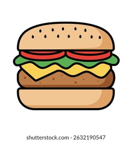 Vegan Burger With Lettuce, Tomato, and Plant-Based Patty on a White Background