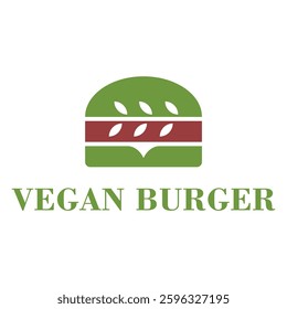 vegan burger restaurant flat minimalist logo design