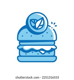Vegan Burger vector icon blue outline style.Can be use for wedding invitation, card design and background design
