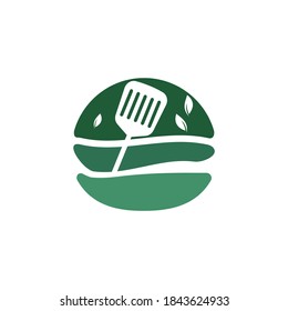 Vegan burger vector logo design. Healthy organic burger logo concept.