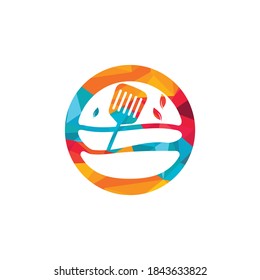 Vegan burger vector logo design. Healthy organic burger logo concept.