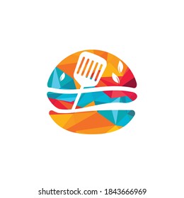 Diseño del logotipo vectorial de la hamburguesa vega. Concepto de logotipo de hamburguesa orgánica saludable.