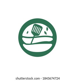 Vegan burger vector logo design. Healthy organic burger logo concept.