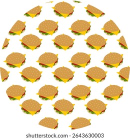 Vegan hambúrguer com legumes e queijo fatia Padrão sem emenda no círculo pano de fundo saudável Fast food