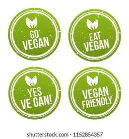 Vegan Button Banner Set. Eps10 Vector.