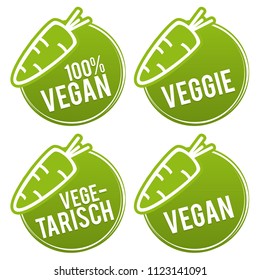 Vegan Buttons Badges set with Icon. Eps10 Vector.