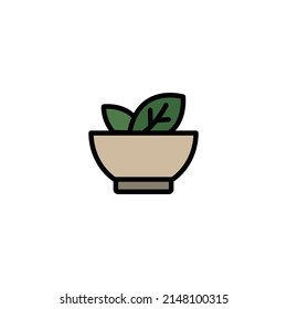 Vegan cafe, bowl, vegetarian, leaf in plate simple icon vector illustration 