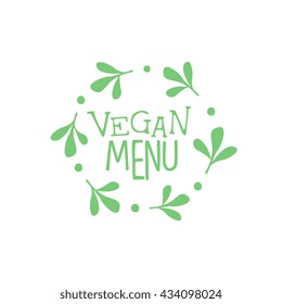 Vegan Cafe Calligraphic Menu Board. Vegetarian Cafe New Menu Promotion Banner. Cool Calligraphic Hand Drawn Vector Advertisement For Vegan Restaurant.