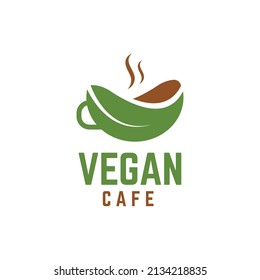 Vegan Cafe logo vector illustration on white background