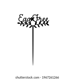 Vegan cake topper. Diet cake toppers for laser cutting. Laser cut template. Sign 'Egg free' topper for milling cut