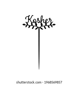 Veganischer Kuchentopper. Diät Kuchentopfer zum Laserschneiden. Laserschneidschablone. Schild "Kosher"-Topper zum Fräsen