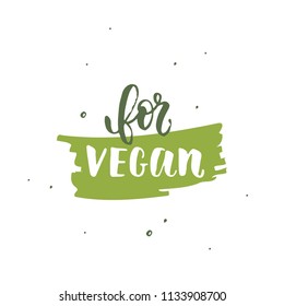 For vegan calligraphy label logo. Vector isolated green textured brush icon. Vector sketch style.