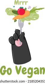 vegan cat paw vector cartoon