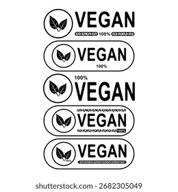 Vegan circular label with leaf graphic and eco typography for natural certification.
