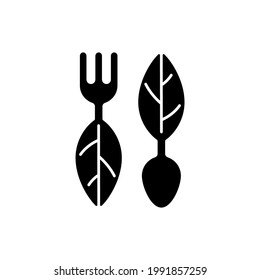 Vegan cosmetics black glyph icon. No animal-derived ingredients. Proffesional skin care. Ability to create safe alternatives. Silhouette symbol on white space. Vector isolated illustration