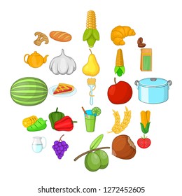 Vegan cuisine icons set. Cartoon set of 25 vegan cuisine vector icons for web isolated on white background